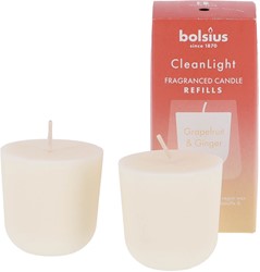 Bolsius Navulling Clean Light pack 2  Grapefruit & Ginger