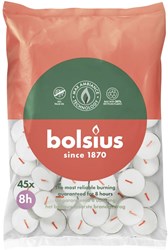 Bolsius tealights white 8 hour mood candles 45 pieces bag