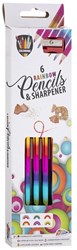 Grafix colored pencils set with sharpener - rainbow pencils for kids