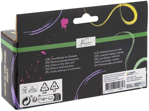 Creative Craft Group acrylic paint glow in the dark set 4x60ml craft paint-2
