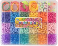 Pony Beads & Accessoires in Opbergdoos, 18 Kleuren