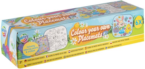 Placemats Kleuren Pasen met Kleurpotloden & Stickers, 6st.