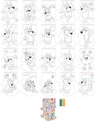 Creative Craft Group Bluey colouring set pencils and stickers-2