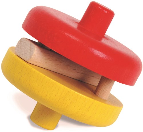 nic rattling disk toy red yellow - baby rattle wooden disk