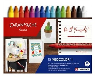 Caran d'Ache oil pastel set Neocolor I 15 colors for kids-3