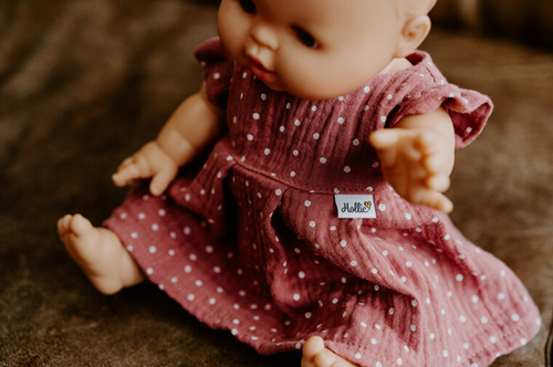 Hollie doll dress pink dots - doll clothing cotton 34cm-3
