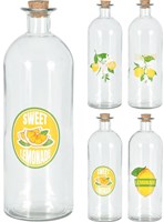 Excellent Houseware glass bottle with cork 1 liter water bottle