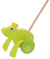 Goki wooden push-along frog king toy - push-along animal for kids-3