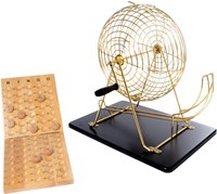 Metal bingo game set with wooden balls and control board