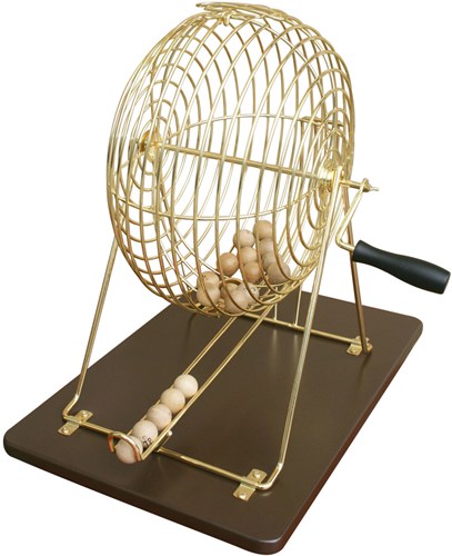Metal bingo game set with wooden balls and control board-3