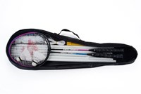 Badminton set for 4 players with rackets, shuttles and net