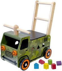 I'm Toy wooden walker army truck - push cart - white - toy