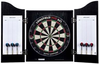Angel Sports dartboard cabinet black with sisal dartboard and accessories