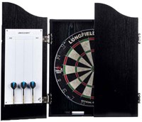 Angel Sports dartboard cabinet black with sisal dartboard and accessories-3