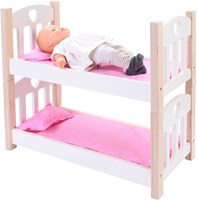 Angel Sports doll bunk bed wood pink white - doll bed toy