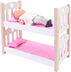 Angel Sports doll bunk bed wood pink white - doll bed toy