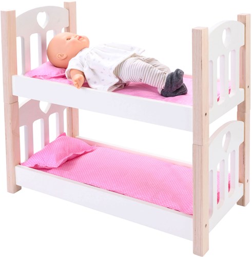 Angel Sports doll bunk bed wood pink white - doll bed toy