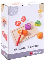 Wooden vegetable cutting set toy 7-piece for kids kitchen play