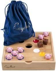 Engelhart Games Pig Hole Game - bamboo family game with 60 silicone piglets