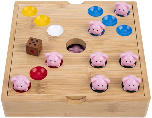 Engelhart Games Pig Hole Game - bamboo family game with 60 silicone piglets-2