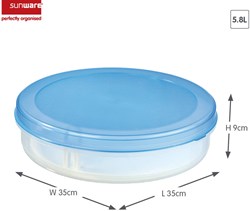 Sunware pie box with lift - cake container - transparent blue - 35x35x9 cm