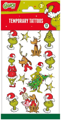 Totum Grinch tattoos for kids - temporary tattoo set - multi color