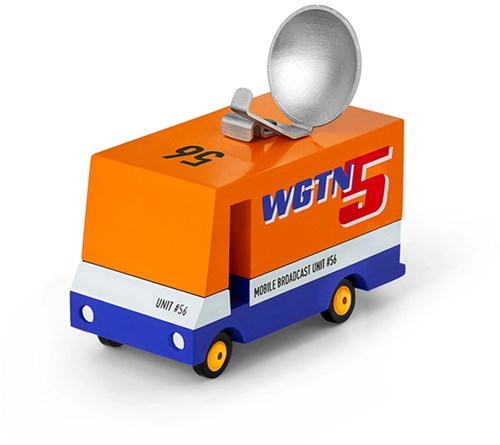 Candylab wooden toy car - News Van red orange bus toy