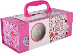 Beautycase make-up case 3-layer pink with accessories for kids