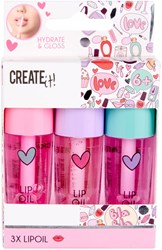 Create it! lip oil set - kids lip gloss - 3 pieces - fruity scents