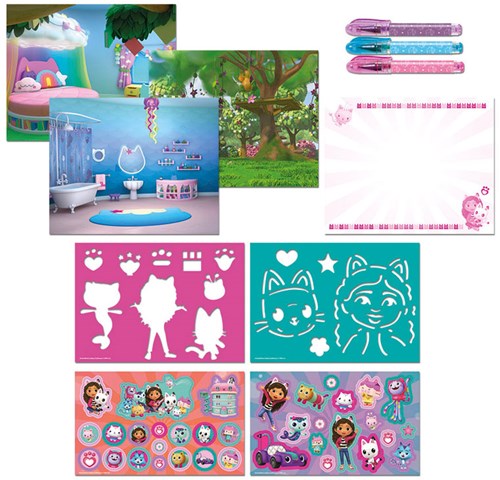 Totum Gabby's Dollhouse creative designer activity book with stickers and stencils-2