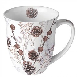 Ambiente porcelain mug 400ml pine cones white - large coffee mug
