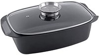 Alpina roasting pan casserole with glass lid 5.5L black aluminium