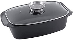 Alpina roasting pan casserole with glass lid 5.5L black aluminium