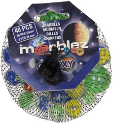 Glass marbles playset 40 pieces multicolour for kids aged 3+