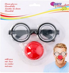 Clown glasses and nose costume set red for kids carnival party