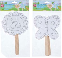 Decoratie Maskers met Houten Handvat, 4st.