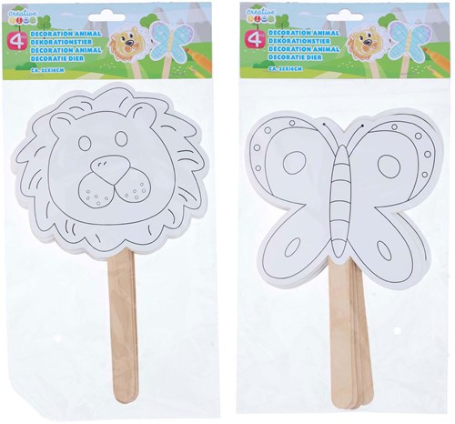 Decoratie Maskers met Houten Handvat, 4st.
