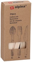 Cutlery set wooden kids tableware 24-piece brown sustainable toy