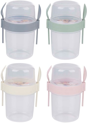 Food storage cups plastic set of 2 - multi color - lunch cup