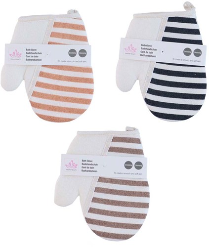 Bath glove stripes exfoliating shower glove multi color