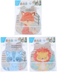 Edco baby bib animal print with crumb catcher and Velcro closure