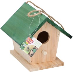 Wooden birdhouse nest box blue 17x16x15cm garden decoration