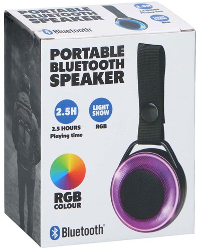 Edco Bluetooth speaker portable with lighting and carrying strap black