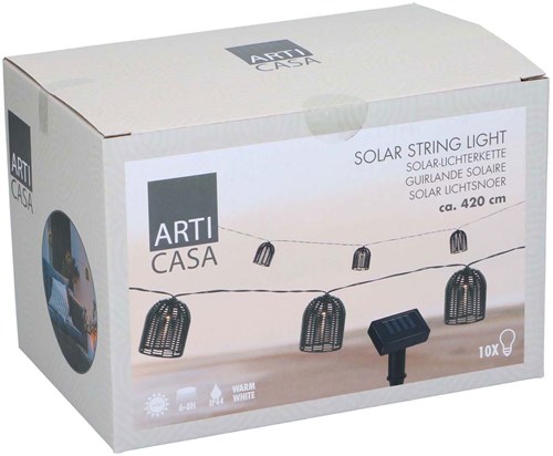 Solar Lichtsnoer Zwart, 420cm