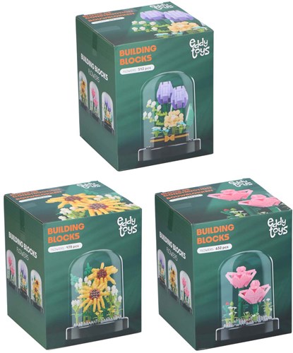 Bouwblokken Bloemen in Glazen Stolp