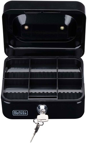 Black+Decker Geldkistje Zwart met Sleutel, 6 Vakken-3