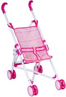 Edco doll stroller white and pink - foldable doll buggy with safety belt