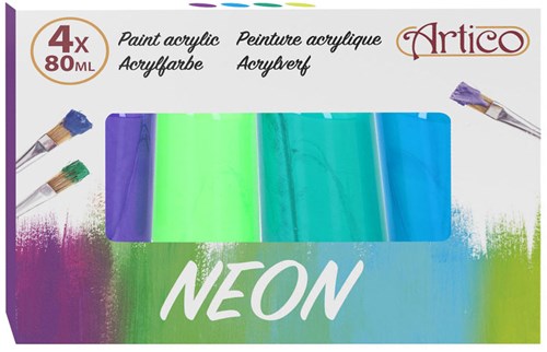 Acrylic paint neon set 4-piece - craft paint for kids multi colors-3