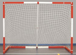 Megaform mini handball goal with reinforced corners and sandbags