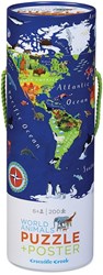 Crocodile Creek world puzzle 200 pieces with animals and poster